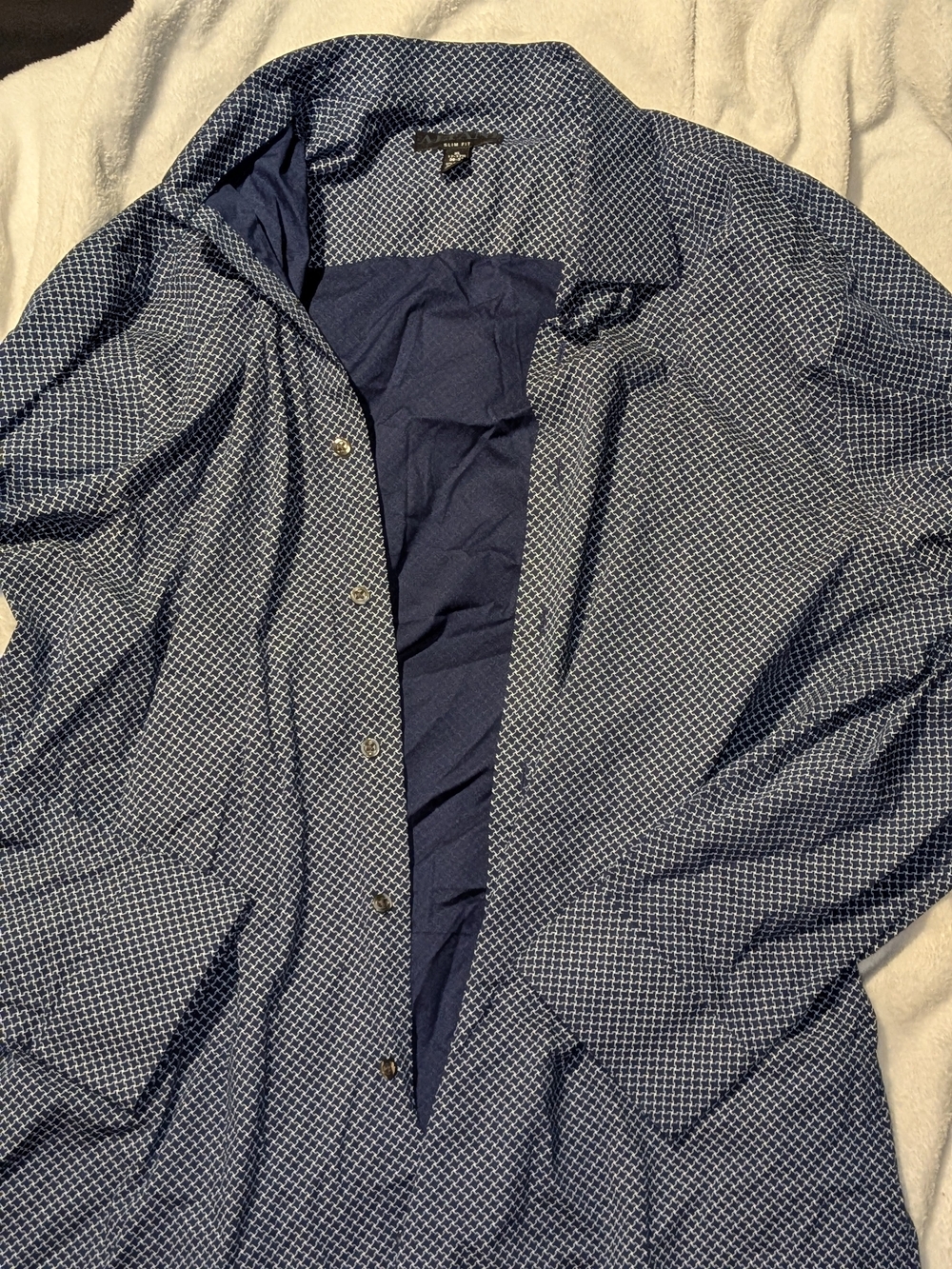 Alfani Men's Navy & White Geometric Lightweight Shirt Jacket